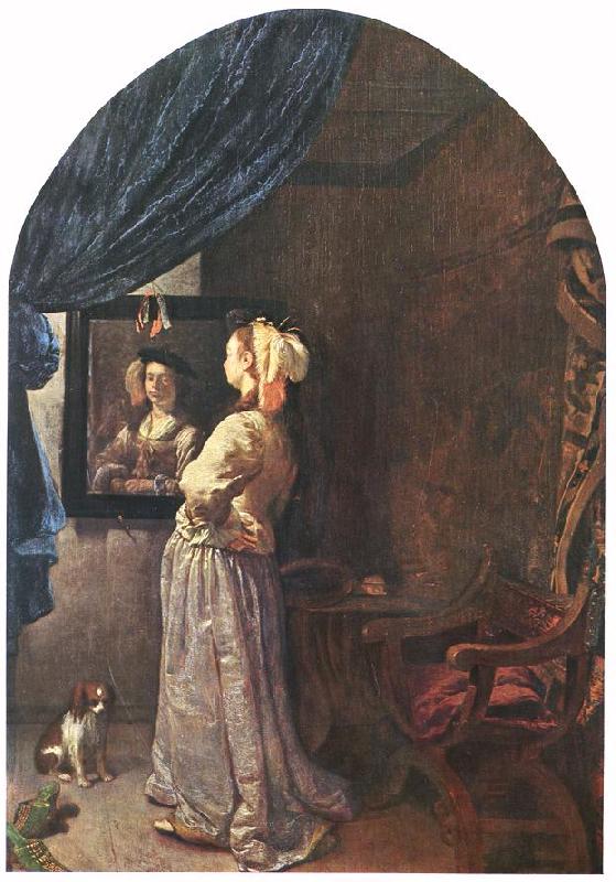 MIERIS, Frans van, the Elder Woman before the Mirror France oil painting art